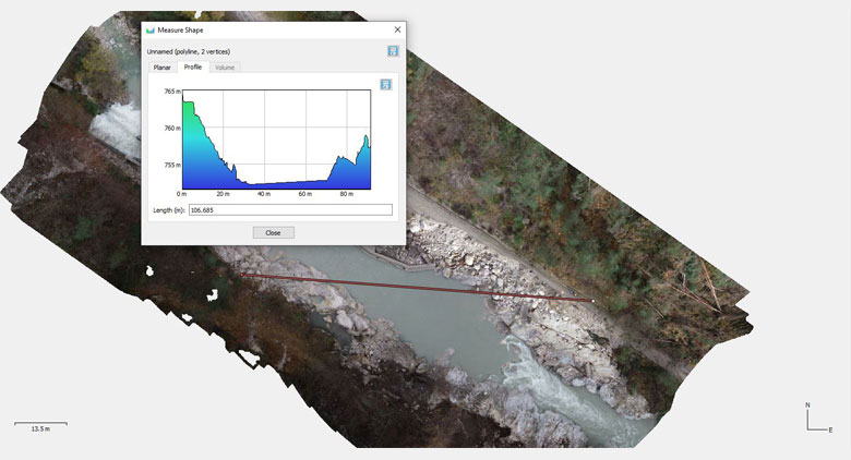 esempio di misurazione effettuata con drone